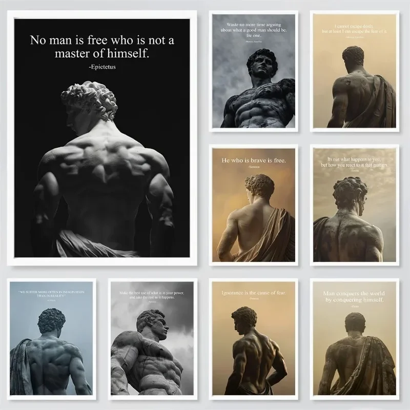 النحت القديم يقتبس المشارك الرواقية الحكمة قماش اللوحة يطبع مكتب غرفة المعيشة المنزلي جدار الفن الديكور يقتبس #4