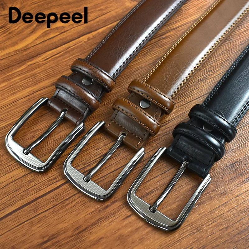 Deepeel-cinturones de cuero para hombre, 3,7x110-130cm, segunda pretina de piel de vaca, artesanía de negocios de diseñador para adultos, accesorios vaqueros