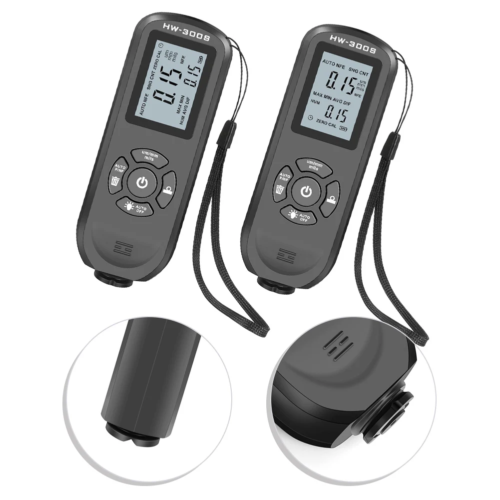 HW300S Digital Coating Thickness Gauge Dual Probe Magnetic Induction Eddy Current For Automotive Paint Film Measurement Tester 3