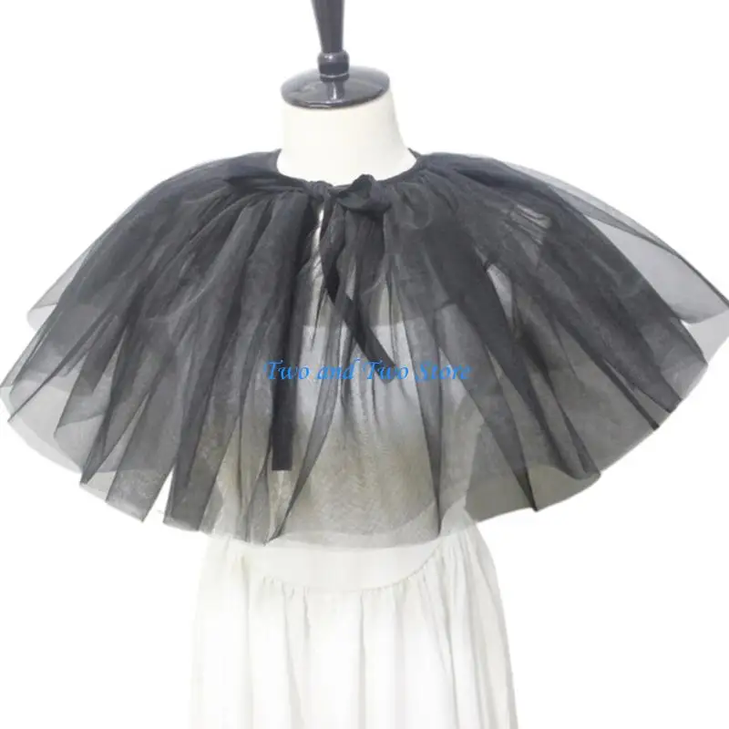 HX6F Tulle Detachable Collar Decorative Ruff Collar Dark Wedding Accessory Neckpiece