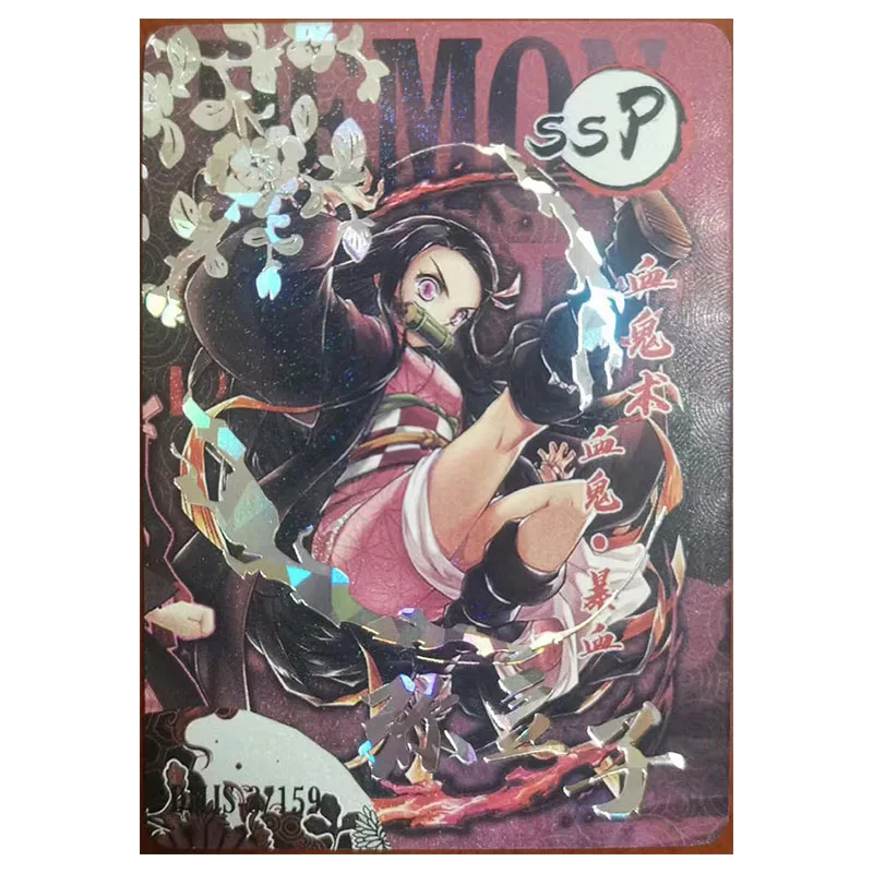 Anime Demon Slayer Rare R SR PR SSP ZR Refraction Foil Nezuko Kibutsuji Muzan Toys for boys Collectible Cards Birthday Present