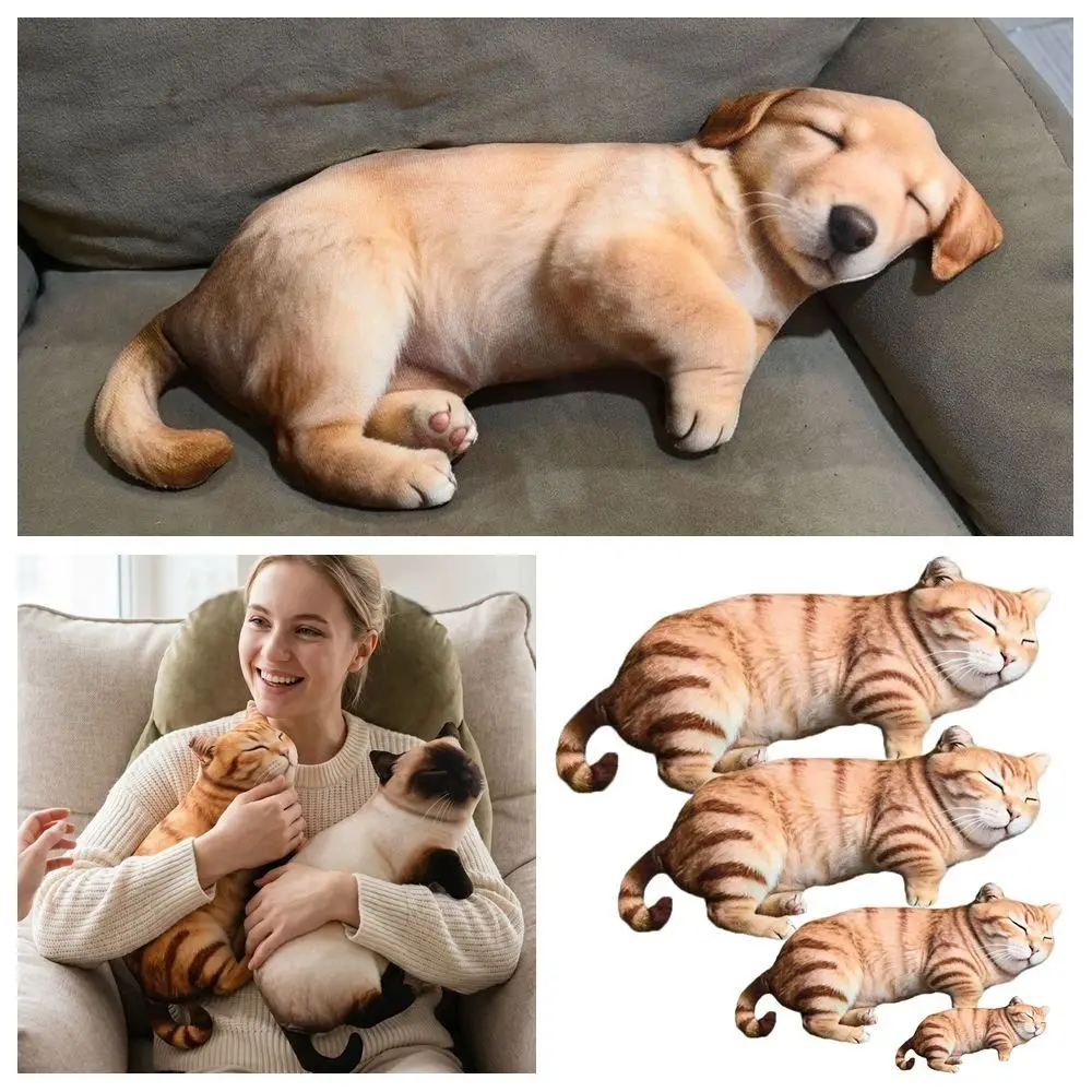 Plush Material Animal Body Pillow PP Cotton Filled Soft Texture Poultry Throw Pillows Cat Pattern 40cm Size