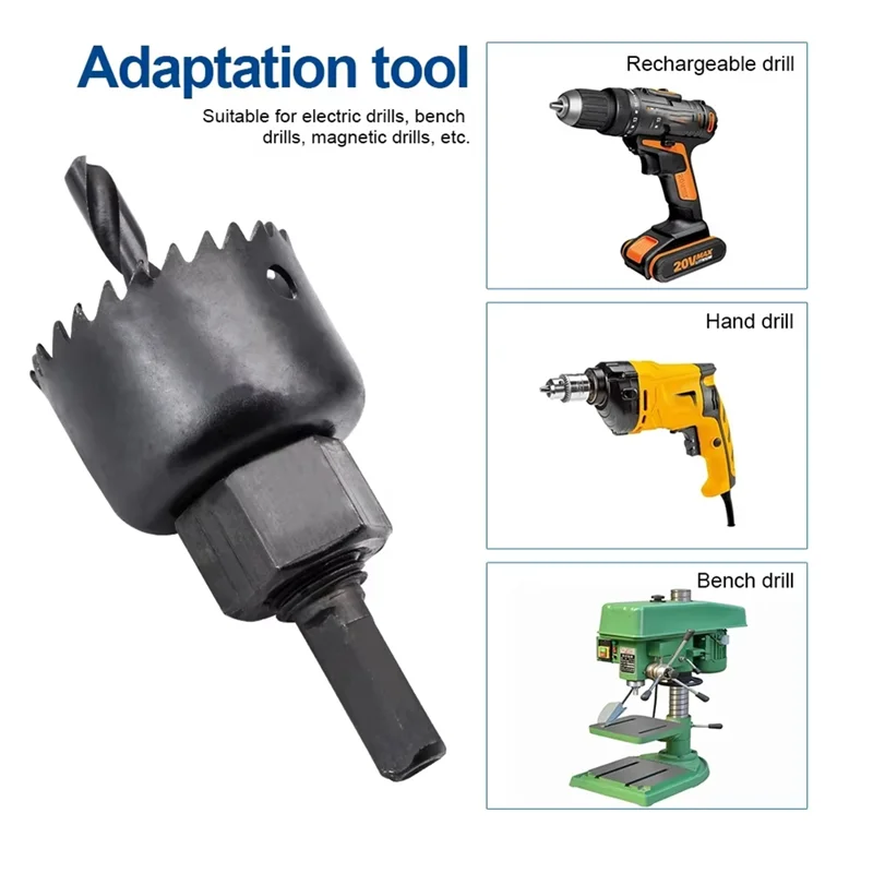 AEE2-11Pcs Hole Saw Kit Carbon Steel Metal Circle Power Drill Hole Cutter For Wood PVC And Plastic