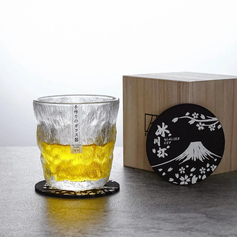 Handmade Japanese Style Hammered Whiskey Glass Iceberg Beer Cup  Glass Drinkware Unique Shape Personalized Alcohol Cup