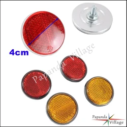 1 Pair Plastic Round Red Amber Reflector Stickers Universal for Motorcycle ATV UTV Dirt Bike Scooters Safety Reflectors 40mm