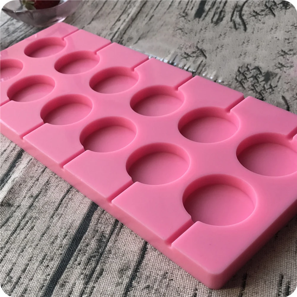 

12PCS Round Lollipop Molds Food Grade Silicone Flexible Candy Mold for Chocolate Cake Ice Homemade Baking Tool Easy
