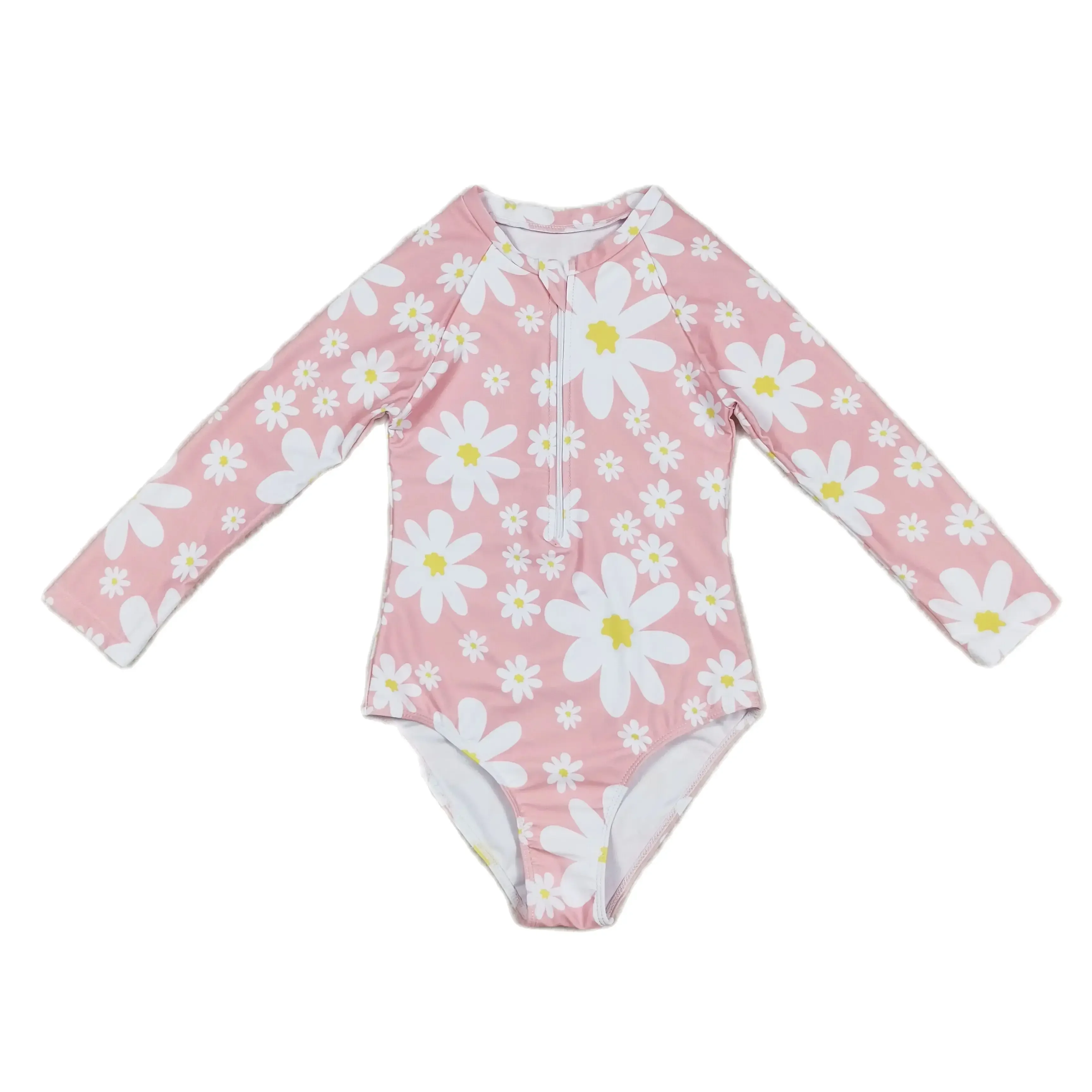 الجملة طفلة طويلة الأكمام بدلة السباحة طفل الصيف قطعة واحدة الداخلية الأزهار ملابس الرضع الأطفال زهرة ملابس السباحة