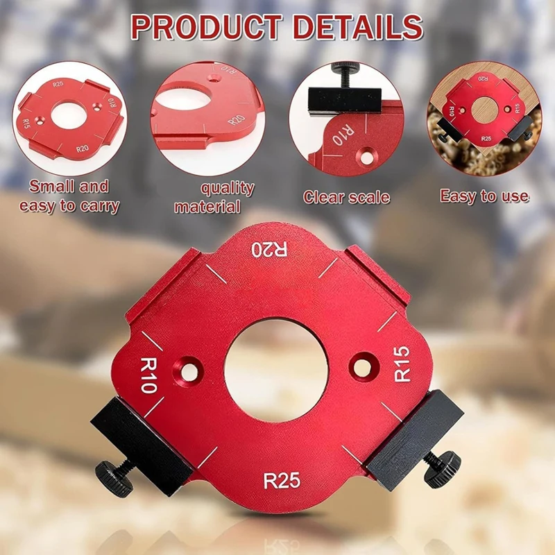 PORK-2Pcs Router Templates For Woodworking, For Woodworking, 4 In 1 Arc Angle Positioning Template With Trimming Cutter