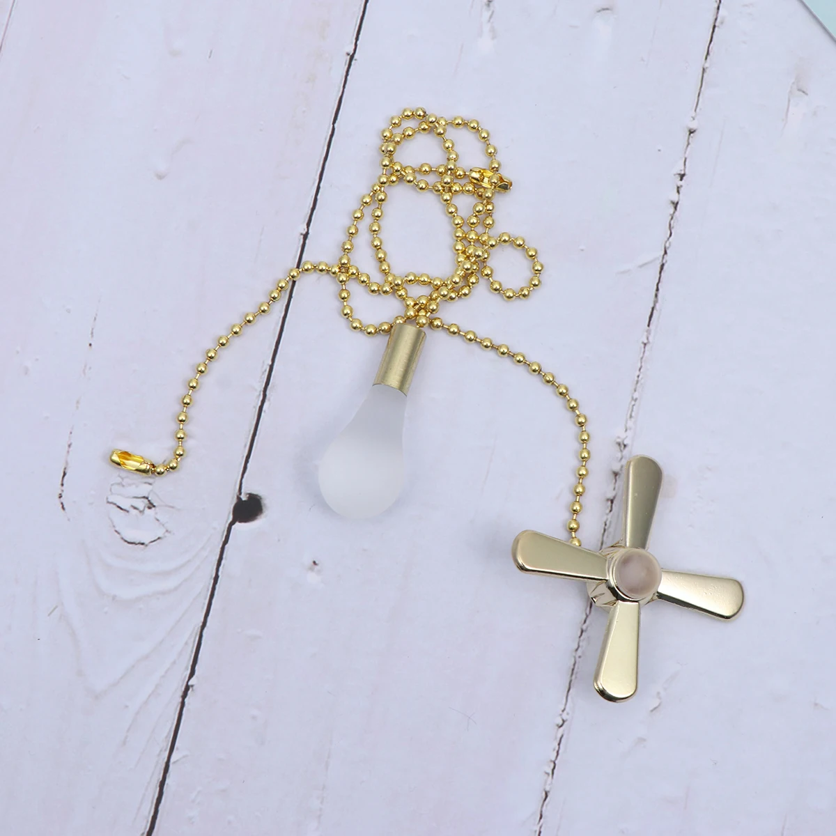 

1Set Metal Beaded Ball Chain For Ceiling Fan Pull Light Pendant Golden Rustproof Replacement Connector Included Fan Pulls Set