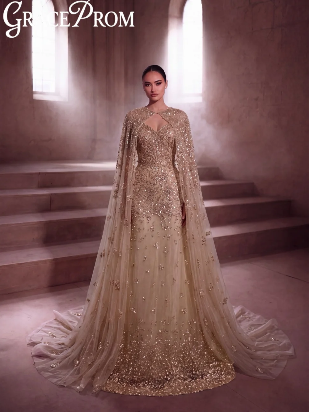 Dubai Luxurious Embroidery Evening Dress Sparkling Beaded Wedding Party Gown New Customized Elegant Floor-length Banquet Gowns