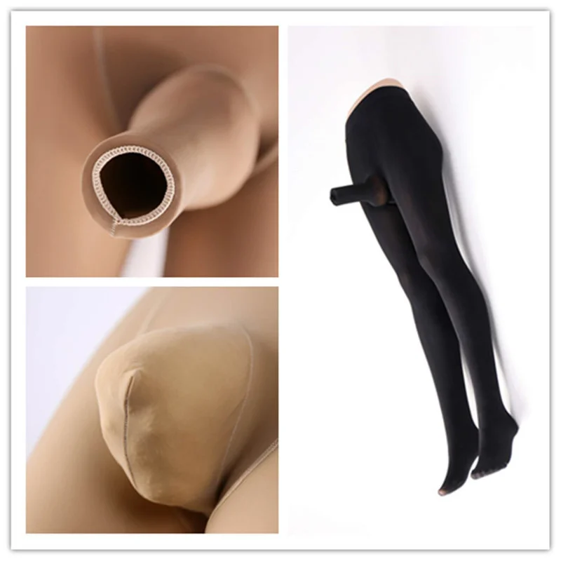 Mens Pantyhose with Sheath Black Underwear Open Sheath Sissy Thick Warm Bodycon Stocking Tight Solid Gay Sexy Underpants