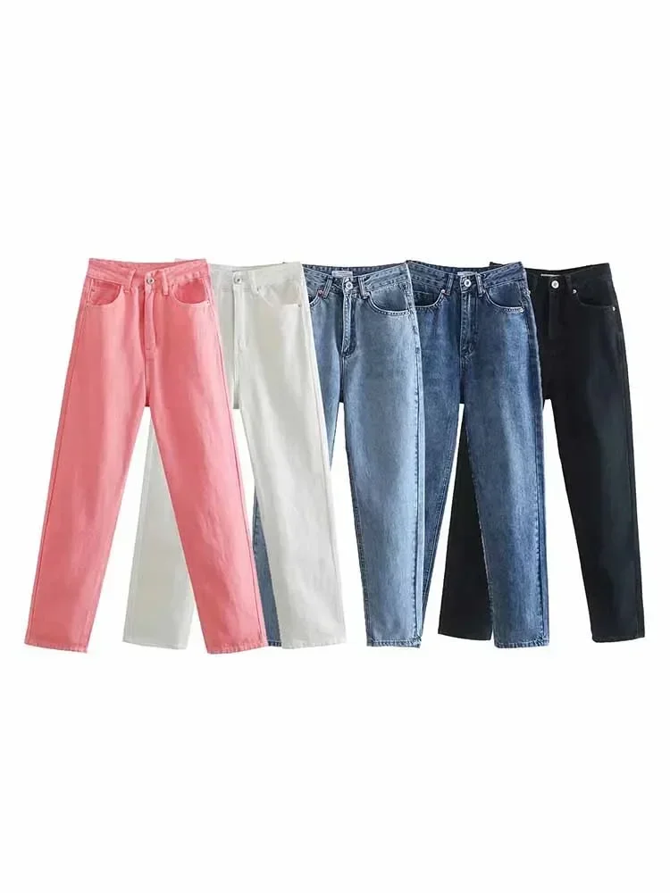 Women New Fashion Loose and comfortable fit Casual Jeans Vintage High Waist Side Pockets Zipper Female Ankle Denim Pants Mujer