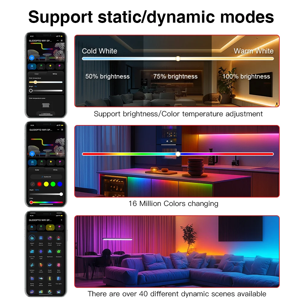 Tuya SPI Pixel APP Control GL-SPI206P LED Strip Lamp Controller Smart Life ZigBee Dynamic Static Mode Music Sound Timer Schedule