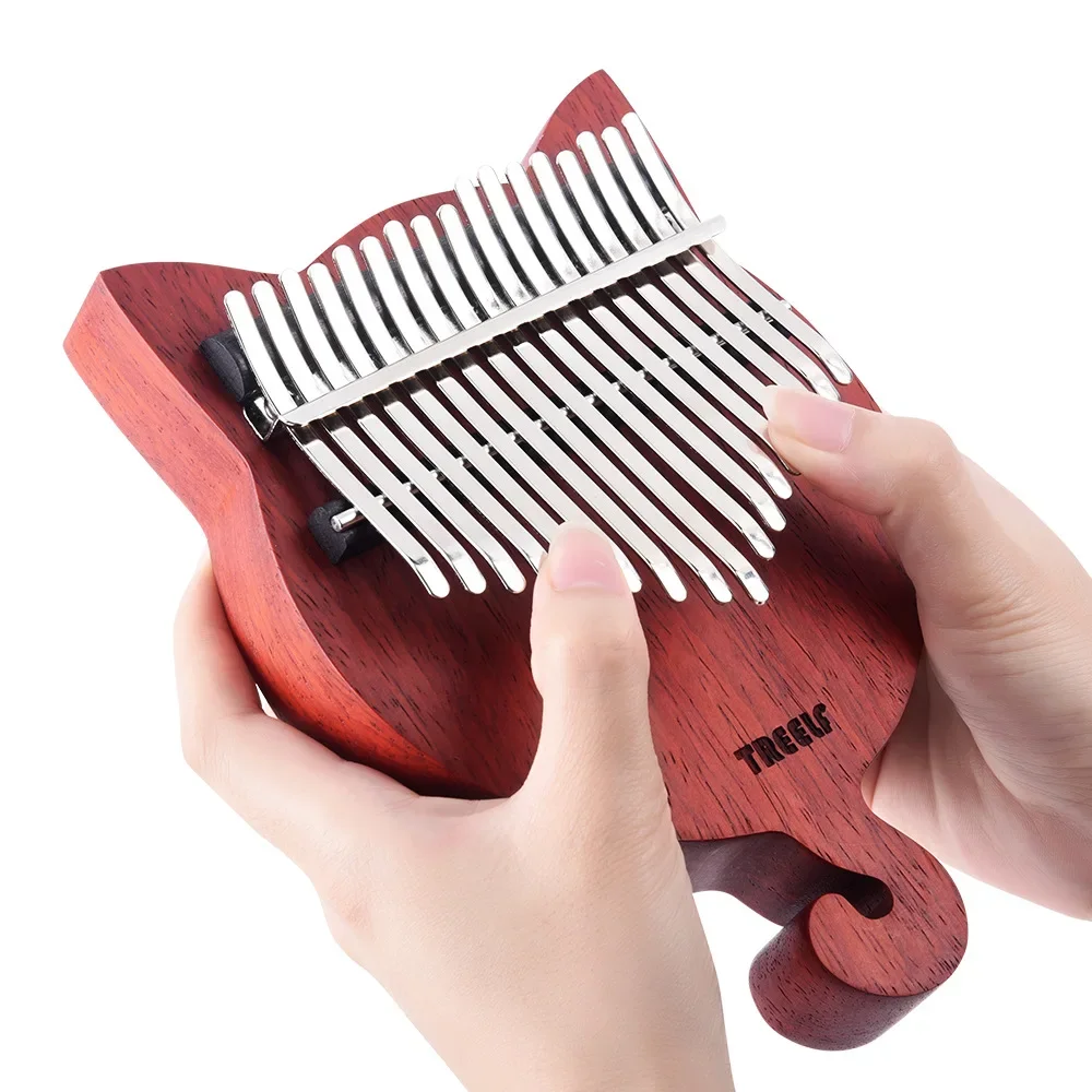 17 Key Kalimba TF-17CAT Solid Wood Thumb Piano Finger Piano Finger with Scale Sticker Tuning Hammer Cleaning Cloth Finger