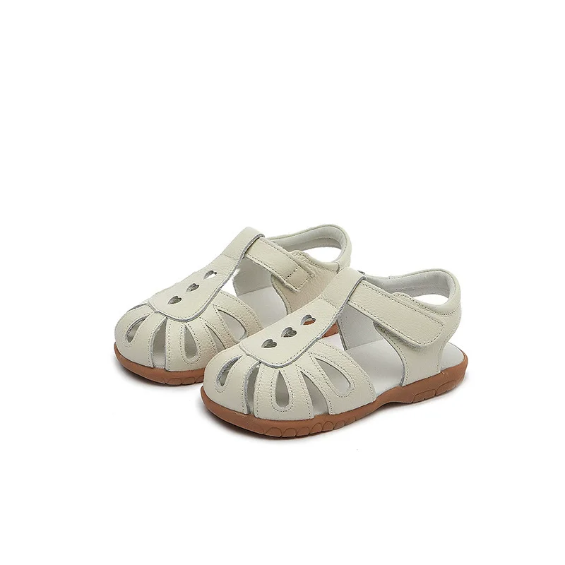Comfortable children's sandals 2026 new summer perforated toe cap breathable boys' and girls' leather shoes kids