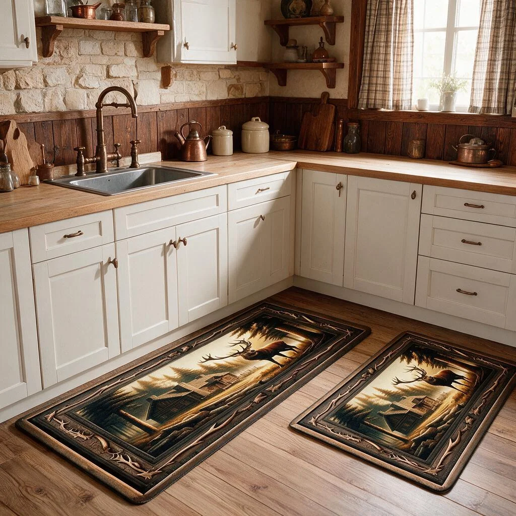Holiday Kitchen Runner Rug Long Plush Flannel Carpet Non Slip Soft Water Absorbent Floor Mat for Front Door Bathroom