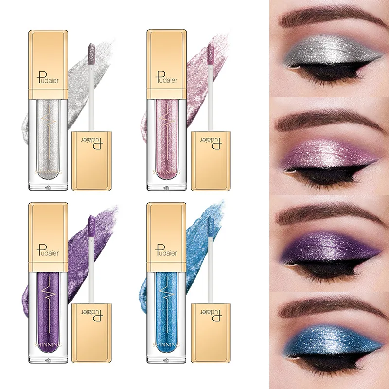 18 Colors Liquid Eyeshadow Diamond Pearlescent Sparkling Eye Shadow Highlighter Quick Drying Eyeshadow Eye Make Up.