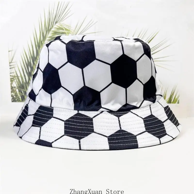 Packbarer Eimerhut mit Fußballmotiv, umwandelbarer Polyester-Fischerhut für Erwachsene, Teenager, Laufen und Fußballsport, 3 x – Detail 3