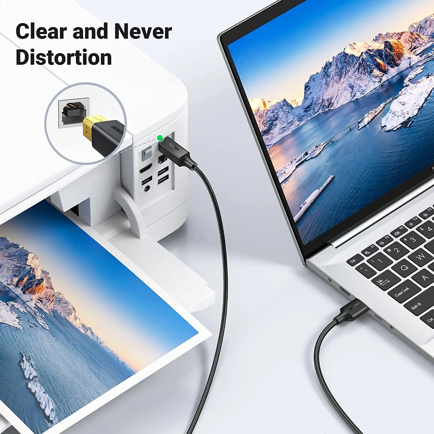 UGREEN USBプリンターケーブル USB A to B 2.0 USB Bケーブル 高速プリンターコード 理想的なプリンター・スキャナーケーブル