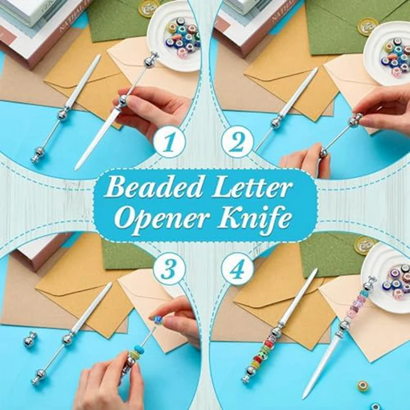 16Pcs Beaded Letter Opener Metal Letter Opener Kit Envelope Slicing Beaded Letter Opener Kit For Gifts Office Home Diysupplies