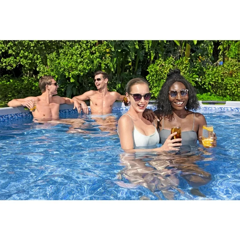 حمام سباحة منزلي مع مضخة فلتر ، إطار معدني خارجي ، دائري ، فوق الأرض ، مجموعة احترافية ، 15 في x 42 بوصة #3