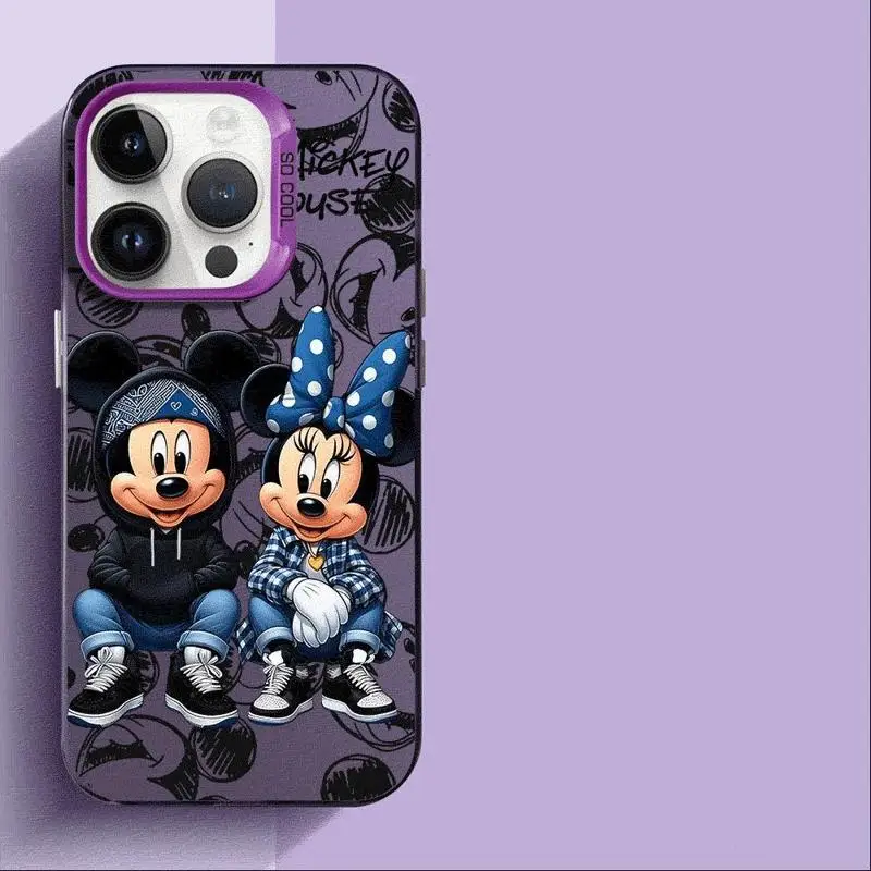 Disney Mickey Minnie Mouse Case For Apple iPhone 11 15 13 14 Pro Max 12 14 Plus 11Pro Matte Lens Protect Plating Phone Cover