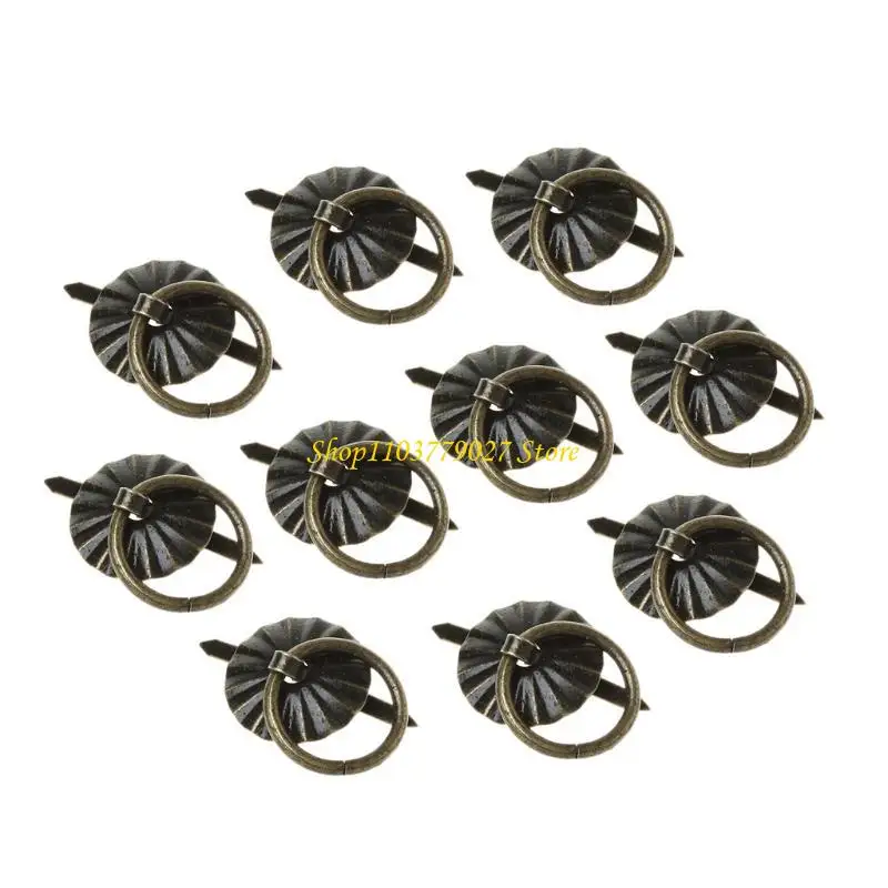 C4DF 10pcs Green Bronze Color Ring Pin Handle Drawer Cabinet Desk Pull Knob Furniture