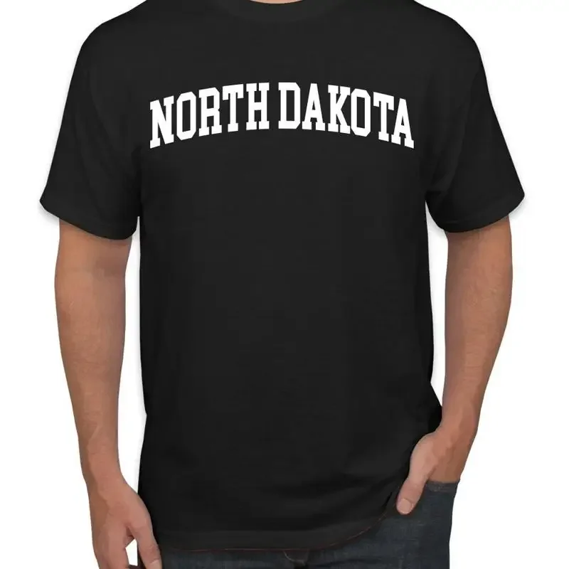 T-shirt blanc de style universitaire pour hommes, de l'État du Dakota du Nord