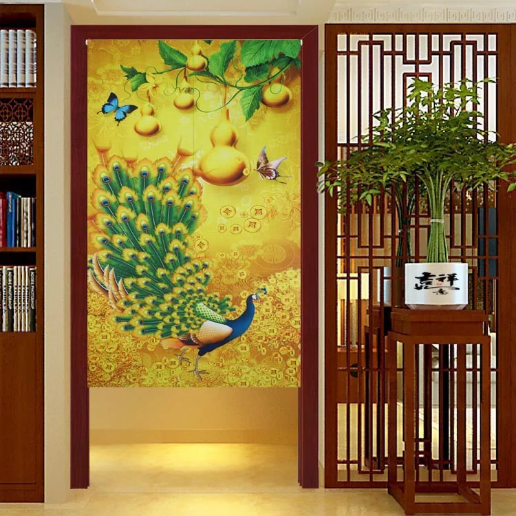 

Chinese Gourd Nine Fish Figure Feng Shui Door Curtain Kitchen Toilet Partition Japanese-style Curtain Bedroom Noren