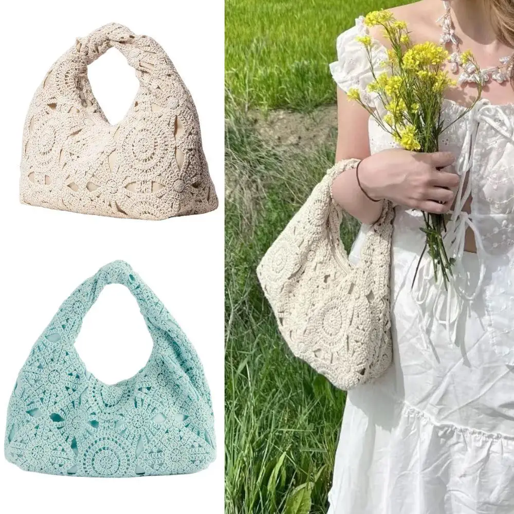 

Boho Beach Bags Handmade Hollow Out Woven Handbag Women Summer Travel Female Tote Bag Vacaition Outfits Women Wicker Bag 2025