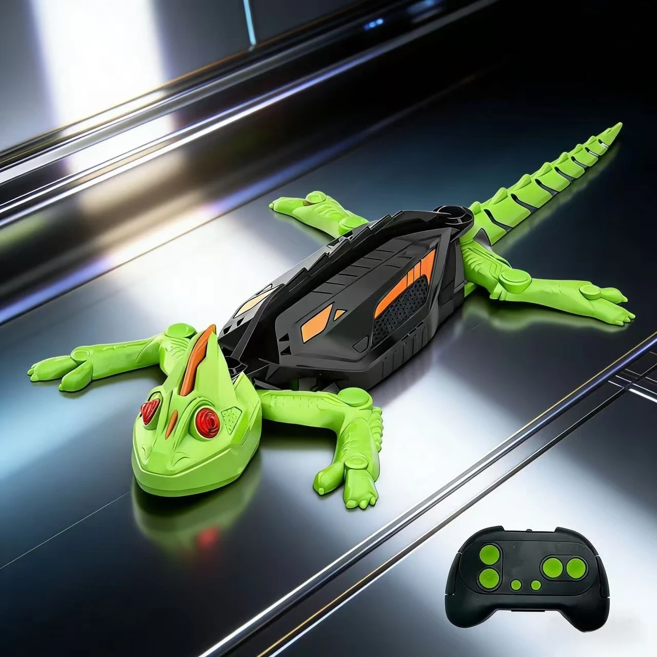 Le robot bionique réaliste RC Gecko escabe des murs en verre, modèle technologique de jouet rampant intelligent