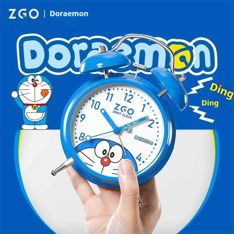 Doraemon Small Alarm Clock Genuine Cartoon Bedside Night Light Clock Children Bedrooms Strong Wake-Up Alarm Student Dormitories