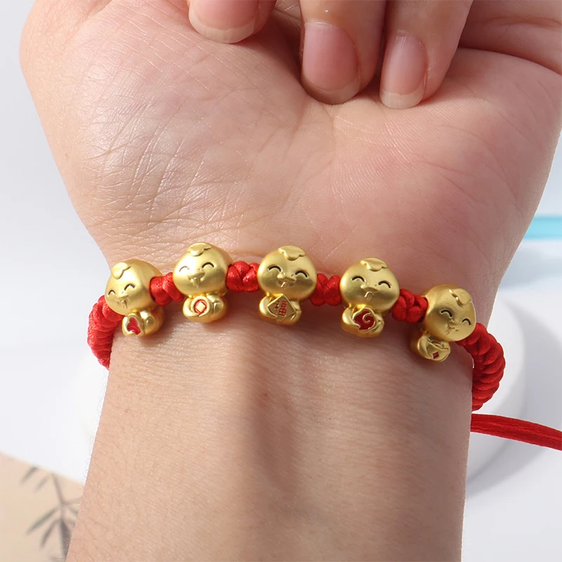 2025 Snake Year Lucky Red Rope Bracelet For Women Men Chinese Style Zodiac Snake Braided Hand Chain Jewelry Xmas New Year Gifts