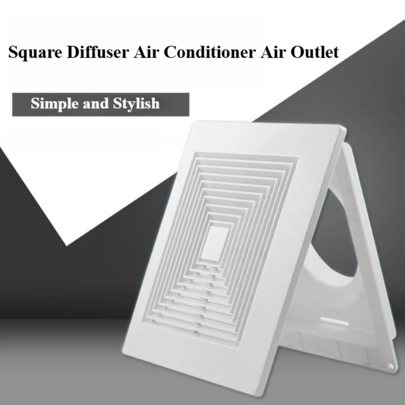 

ABS Square Diffuser Air Conditioner Air Outlet Ceiling New Air Grille Panel Duct Exhaust Vent Ventilation Hood