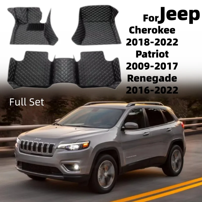 Custom 3D Car Floor Mats For Jeep Cherokee 2018-2022 Patriot 2009-2017 Renegade 2016-2022 Interior Accessories Colorful Leather