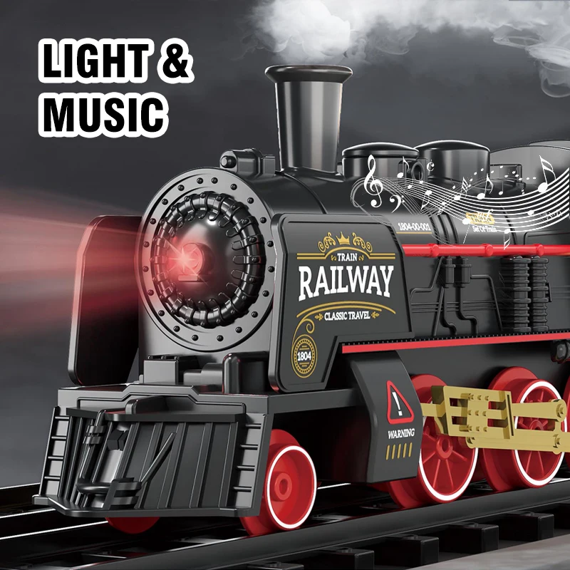 Retro Steam Train With Light And Sound Steam Spray Fun Sturdy Best Gifts For Boys Simulation Retro Model Of Track Toy