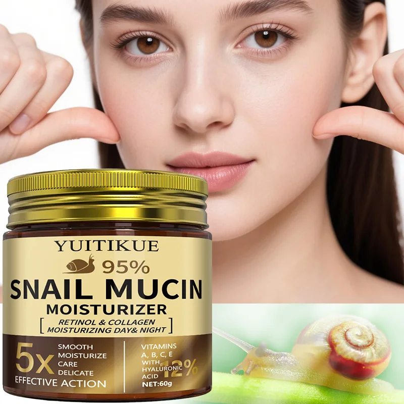 كريم YUITIKUE 95% Snail Mucin مع الريتينول والكولاجين - للبشرة القوية والناعمة والمرطبة للاستخدام الليلي والليلي