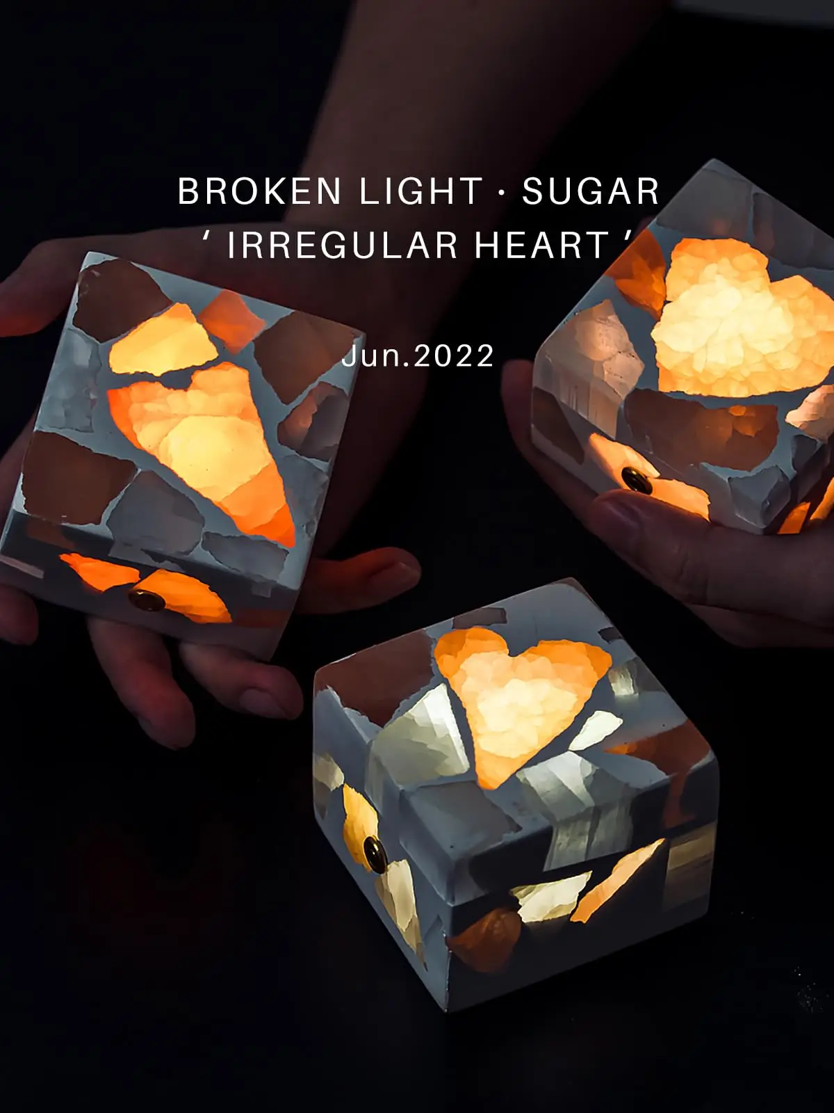 Handcrafted Night Light - Broken Light·Sugar,Random Stone Pattern,USB Rechargeable LED Lamp with 3-Color Temperature, Touch