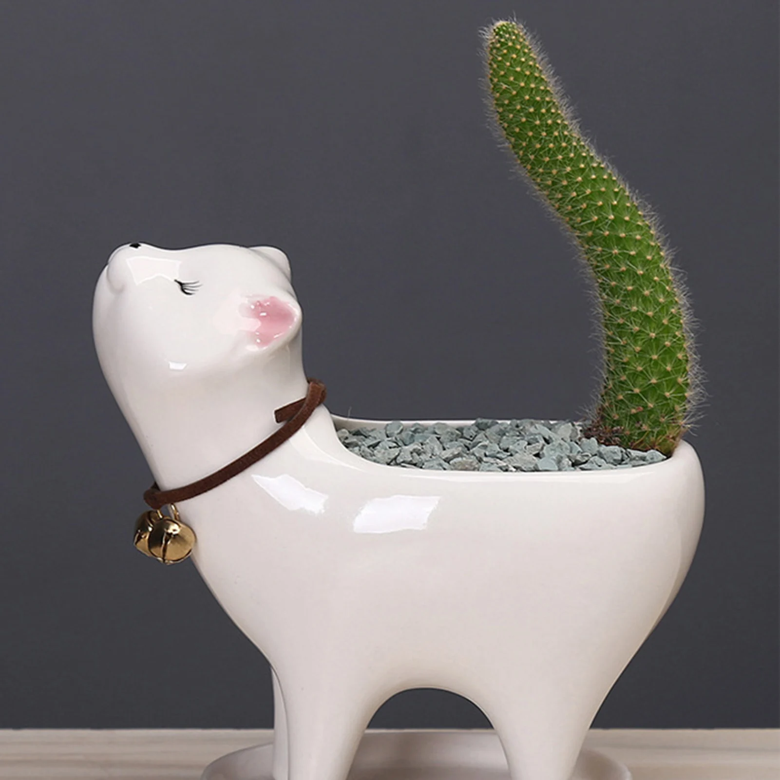 Cartoon Cat Flower Pot Vase Cute Tailless Cat Image Cactus Plants Planter Porcelain Succulent Planting Pot Home Decorations