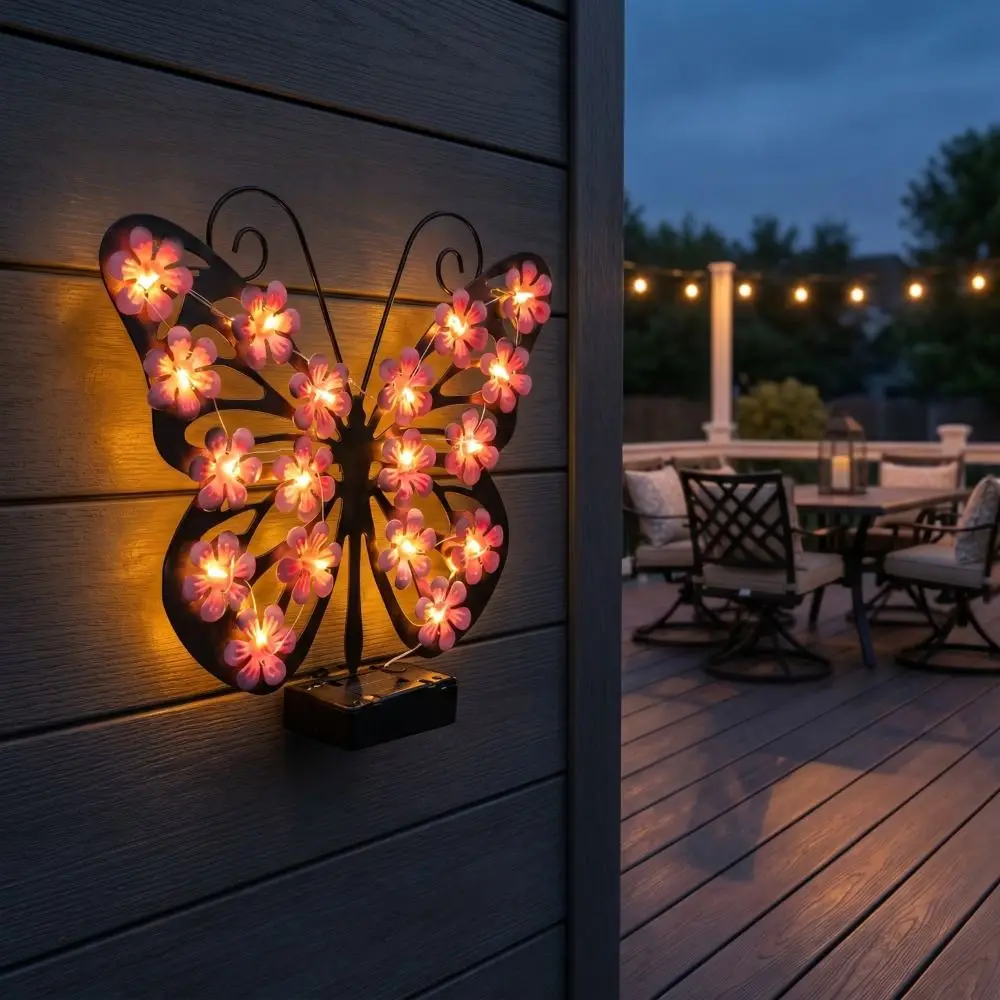 

Solar Butterfly Wall Sconce Solar Butterfly Wall Sconce Landscape Atmosphere Light Outdoor Decorative Light for 1.2V/0.5W