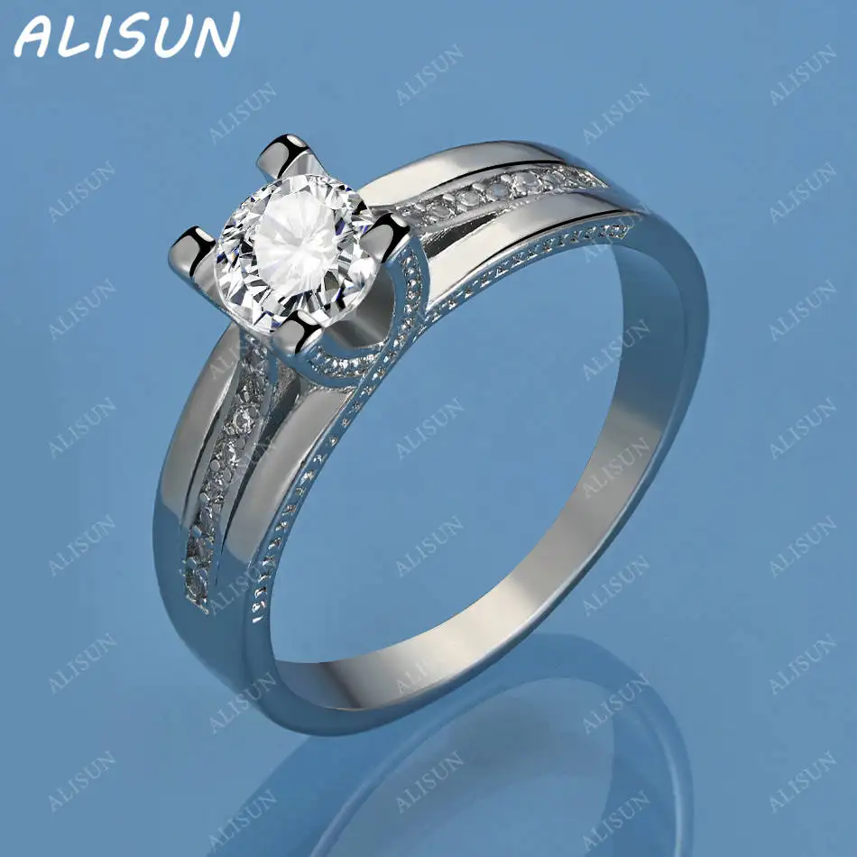

ALISUN 925 Sterling Silver Zircon Geometry Wedding Ring For Women Grace Jewelry Trend Fashionable Birthday Party Gifts