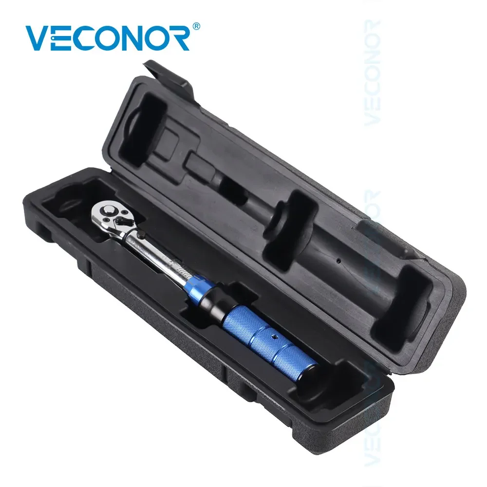 2-14Nm Preset Torque Wrench 1/4 inch Drive Mirror Polish High Accuracy with Plastic Case for Bicycle Car Repair