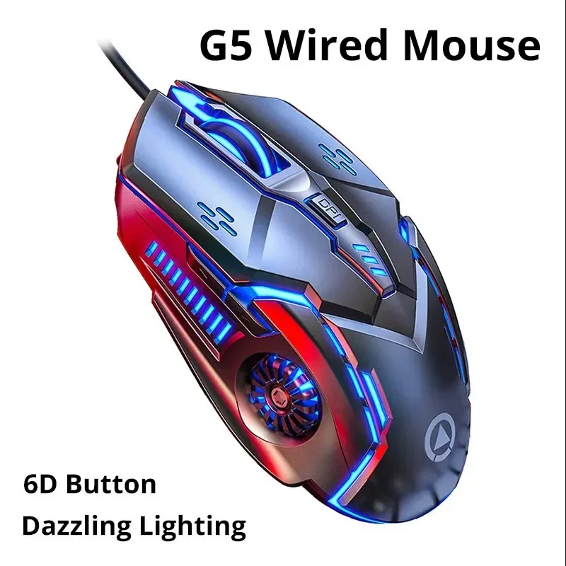 G5 Mute Wired Mouse Six Keys Luminous Game E-Sports Machinery Computer Accessories Cross-Border Delivery