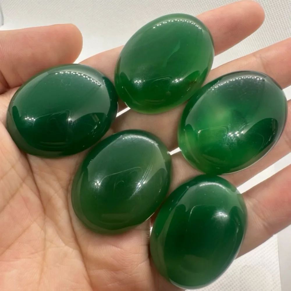 Green Agate Stone oval necklaces pendants for men male Diy Jewelry accessories necklace with Stones Big female 5pc amulet charms