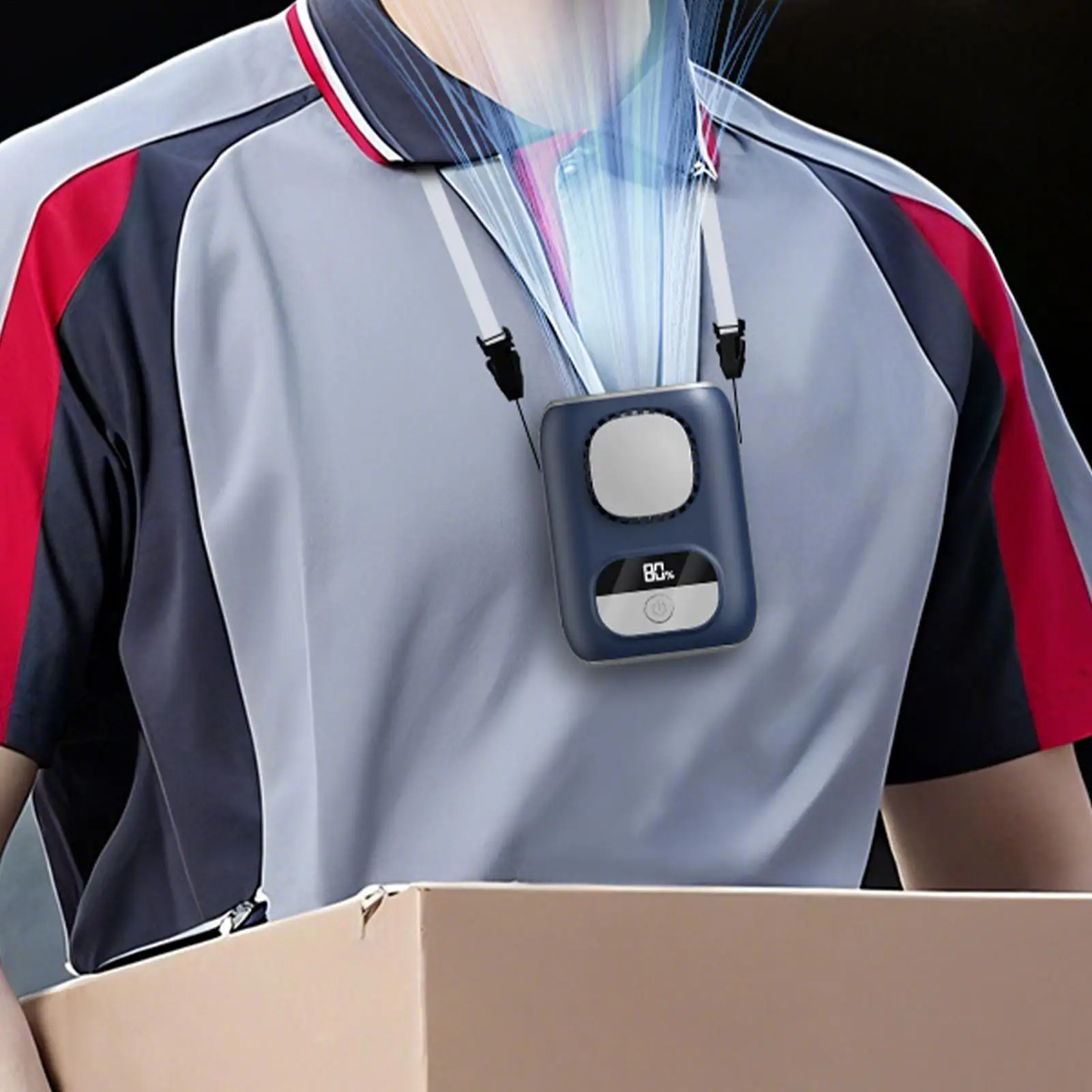 3CM Thin Tiny Portable Waist Fan 4000mAh Clip On Personal Neck Fan LED 12H Working 5 Speeds 10500RPM Strong Airflow with Lanyard
