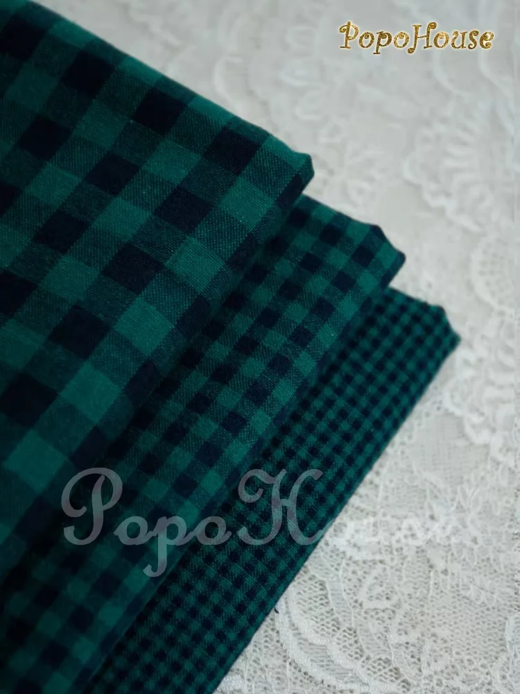 140x50cm Vintage dunkelgrüner kariert-gestreifter Baumwollstoff für ZAKKA Tischdecke, Kleid, Hemd, Nähstoff – Detail 2