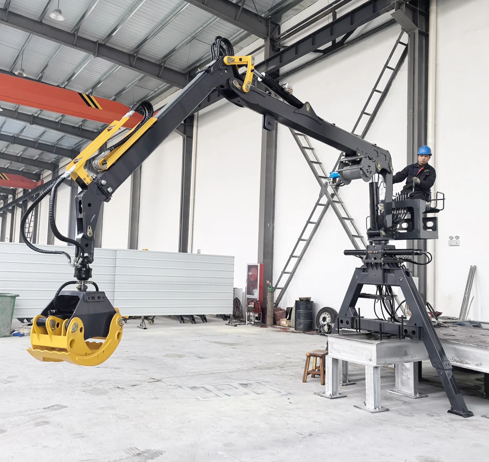 Wood Handling Equipment Half Folding Telescopic Boom Log Grapple Truck Mounted Crane Hydraulic Stabilizer