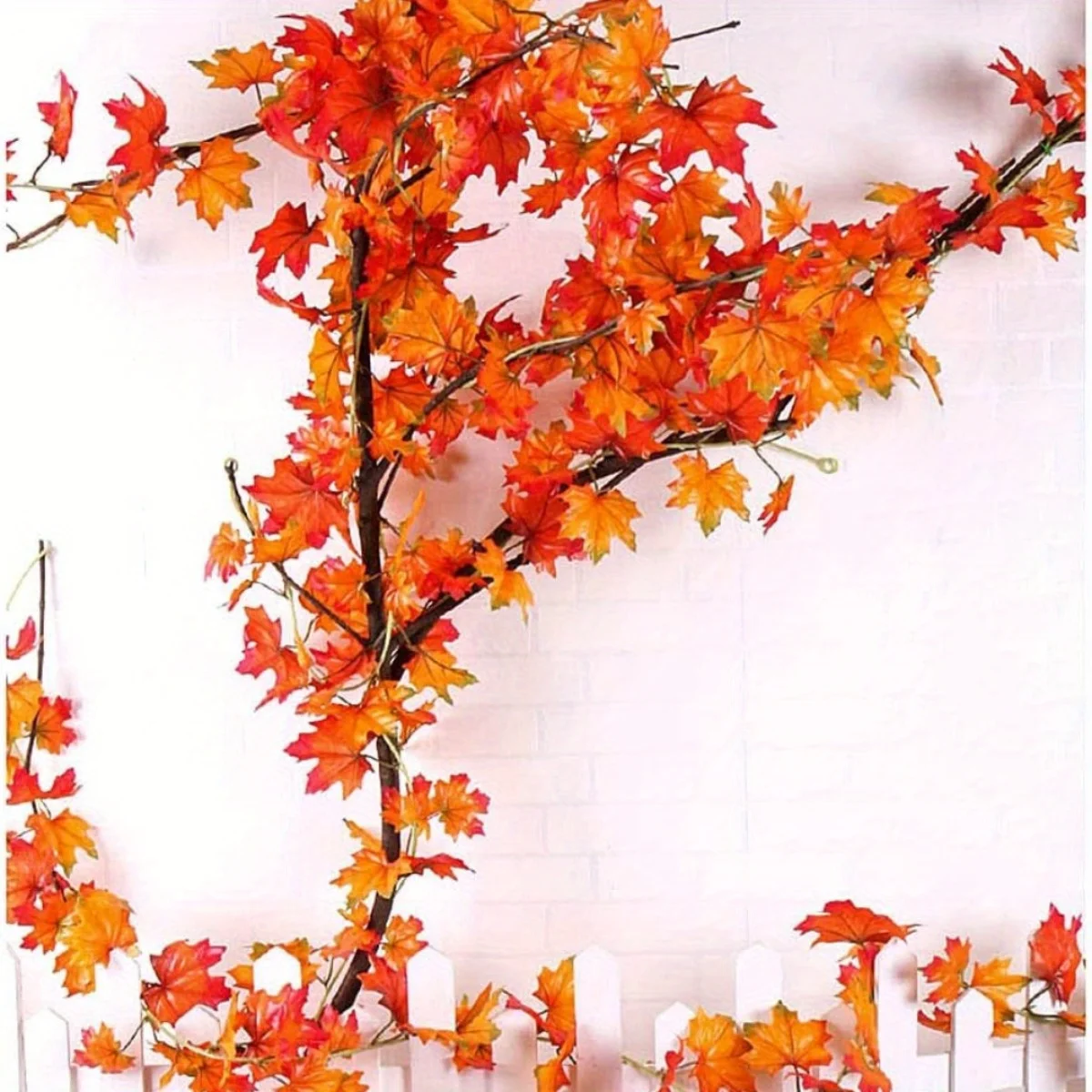 

24 Pcs Fall Leaf Garland Artificial Maple Leaves Garland 7.5ft Silk Autumn Hanging Vines Red Ivy Garland for