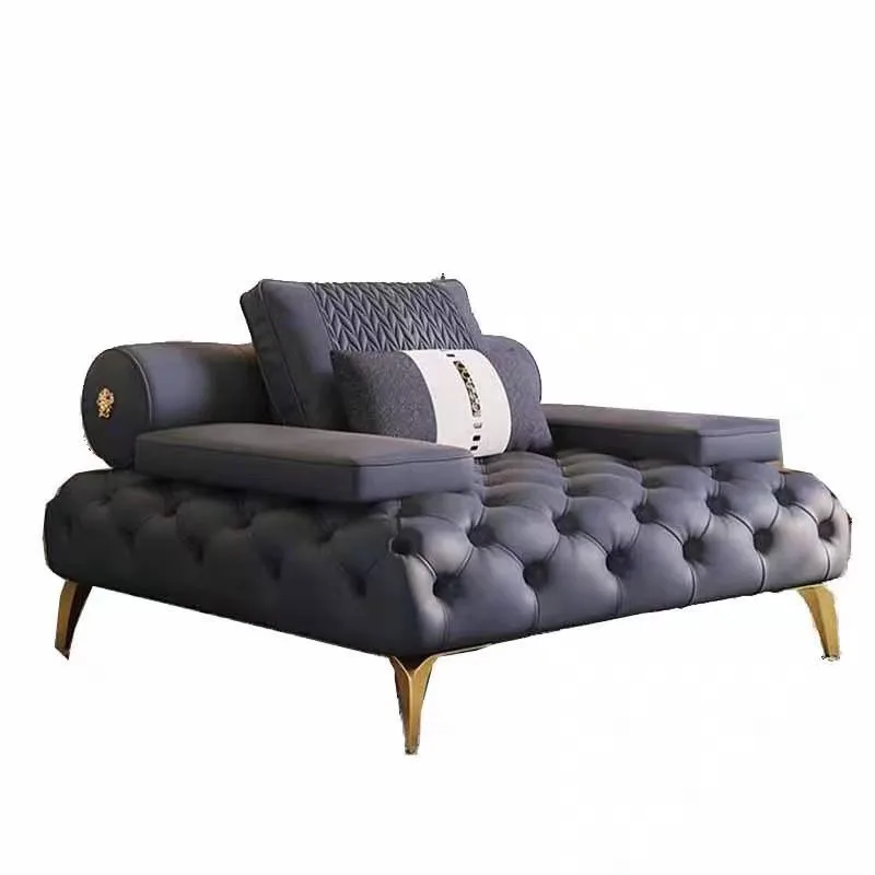 Italian light luxury modern living room large and small straight-breasted buckle sofa, hotel clubhouse lobby reception sofa