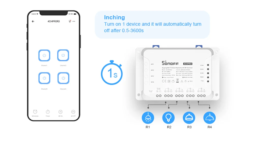 SONOFF 4CHR3 / 4CHPROR3 4-kanals Wi-Fi Smart Switch
